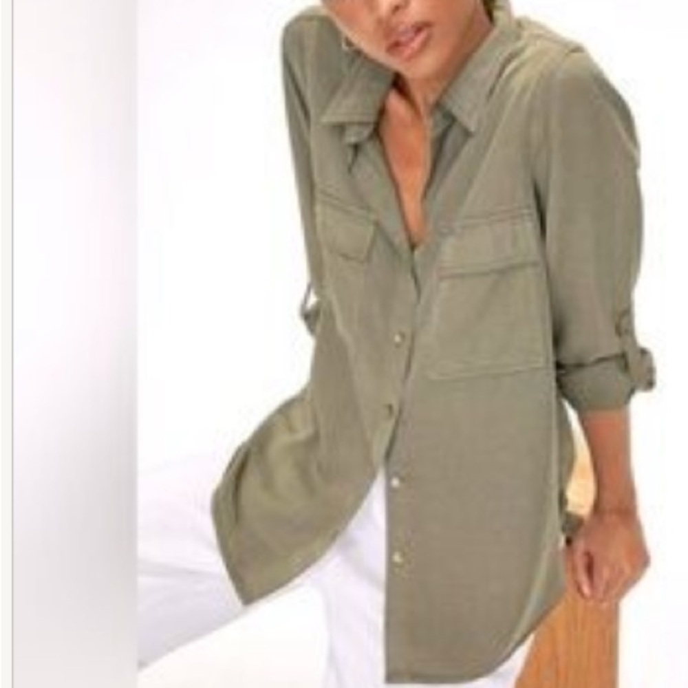 Babaton  Aritzia green washed Women's Button-Up Shirt 100% lyocell